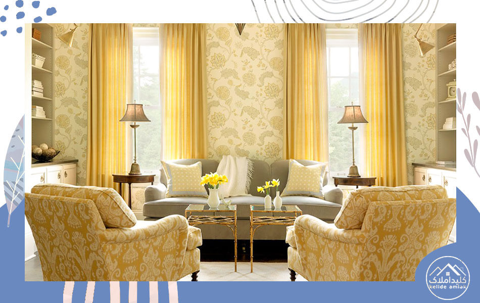 ترکیب-رنگ-زرد-و-خاکستری-در-دکوراسیون-خانه